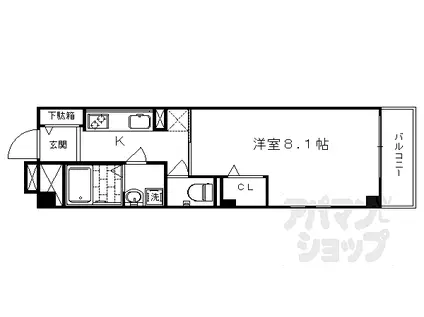 阪急京都本線 桂駅 徒歩15分 3階建 築12年(1K/1階)の間取り写真