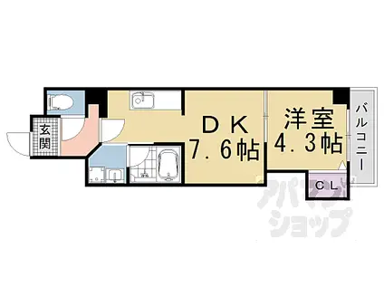 阪急京都本線 桂駅 徒歩5分 6階建 築11年(1DK/2階)の間取り写真