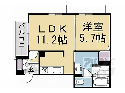 リガールメゾン 円町(1LDK/3階)の間取り写真
