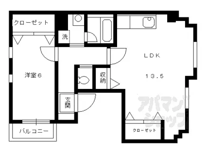 別所ビル(1LDK/5階)の間取り写真