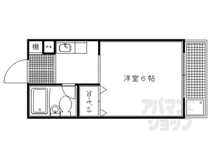 叡山電鉄叡山本線 元田中駅 徒歩22分 3階建 築41年(1K/2階)の間取り写真