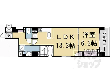 リーガル京都堀川中立売II(1LDK/7階)の間取り写真