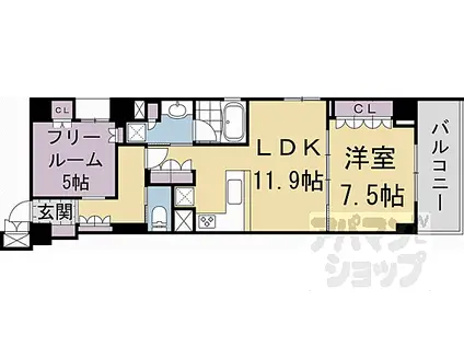 リーガル京都堀川中立売II(1SLDK/3階)の間取り写真