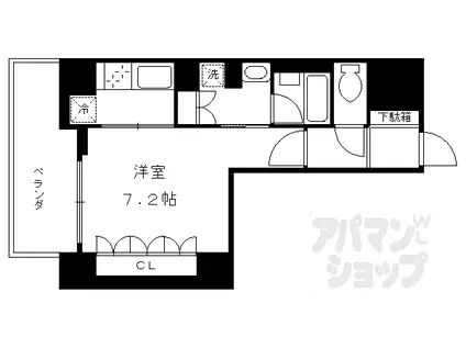 リーガル京都堀川中立売(1K/6階)の間取り写真