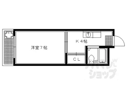 叡山電鉄叡山本線 一乗寺駅 徒歩5分 5階建 築37年(1K/4階)の間取り写真