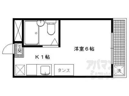 京阪本線 神宮丸太町駅 徒歩10分 3階建 築46年(1K/3階)の間取り写真