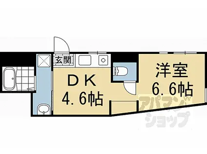 ビオス京都西陣アヤナス(1DK/2階)の間取り写真