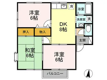 サンモール清水E(3DK/2階)の間取り写真