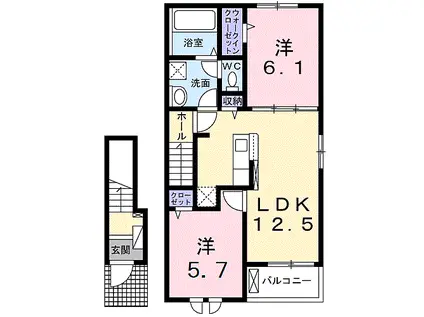 ガーデンウエスト(2LDK/2階)の間取り写真