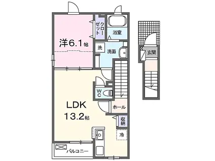 LUNA・III(1LDK/2階)の間取り写真