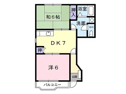 くりの木スクエアI(2DK/1階)の間取り写真