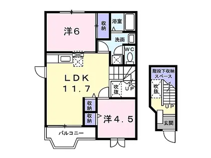 ミニヨン・ジョイフル(2LDK/2階)の間取り写真