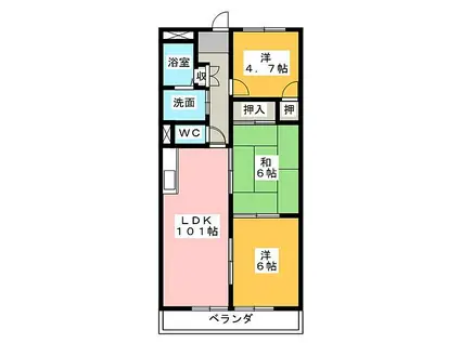 キャピタルシティ苗田(3LDK/2階)の間取り写真