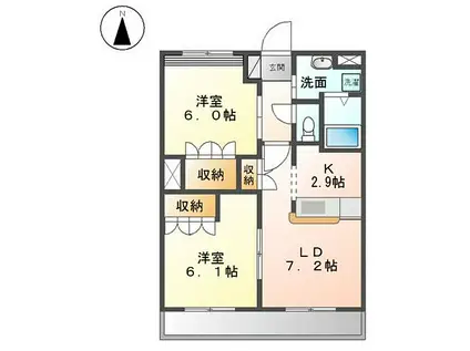 PRONITY COURT I(2LDK/1階)の間取り写真