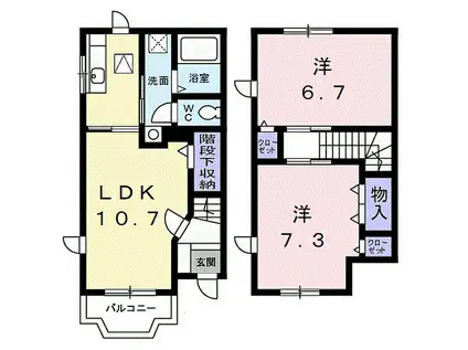 コート デ マグノリア 2(2LDK/1階)の間取り写真