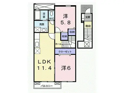 エルドベ-レ ハイム B(2LDK/2階)の間取り写真