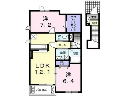 プロムナード秋根B(2LDK/2階)の間取り写真