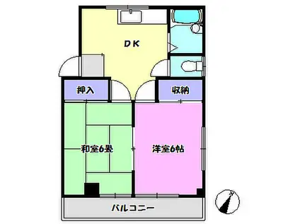 アーバンハイツ米ノ井(2DK/2階)の間取り写真