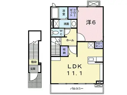 アルエット(1LDK/2階)の間取り写真