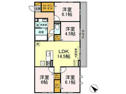 ウエスト COURT 結(4LDK/1階)の間取り写真