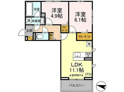 フルール(2LDK/3階)の間取り写真