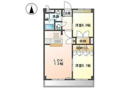 グレースヴィラ中吉野(2LDK/1階)の間取り写真