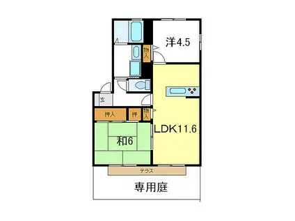 JR山陽本線 東加古川駅 徒歩48分 2階建 築23年(2LDK/2階)の間取り写真