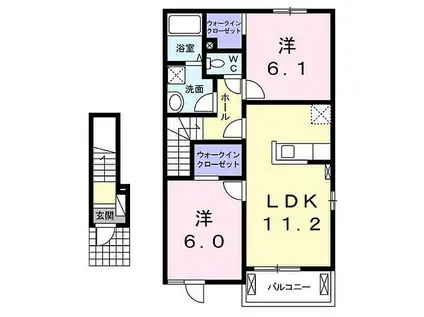 JR姫新線 播磨高岡駅 徒歩23分 2階建 築12年(2LDK/2階)の間取り写真