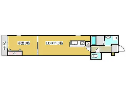 山陽電鉄本線 手柄駅 徒歩5分 3階建 築1年(1LDK/1階)の間取り写真