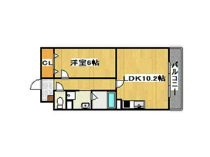 JR山陽本線 魚住駅 徒歩1分 3階建 築13年(1LDK/3階)の間取り写真