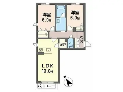 北条鉄道 北条町駅 徒歩19分 2階建 新築(2LDK/1階)の間取り写真