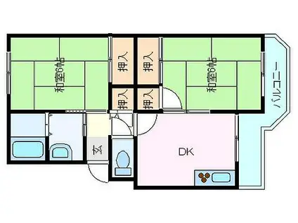 西本マンション(2DK/2階)の間取り写真