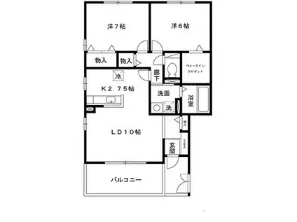 ルナコート(2LDK/2階)の間取り写真