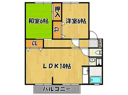 ハイツ王塚(2LDK/2階)の間取り写真