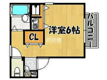 JR山陽本線 西明石駅 徒歩6分 2階建 築28年(ワンルーム/2階)の間取り写真