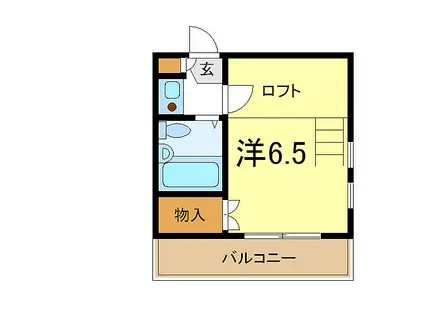 JR山陽本線 東加古川駅 徒歩9分 2階建 築36年(ワンルーム/2階)の間取り写真