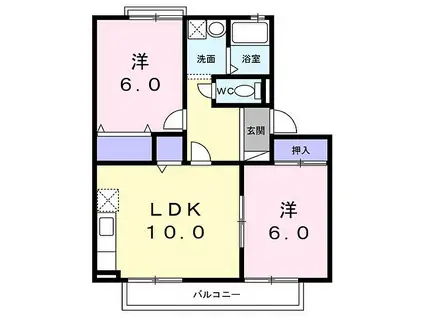 JR山陽本線 土山駅 徒歩15分 2階建 築26年(2LDK/2階)の間取り写真