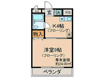 近鉄京都線 大久保駅(京都) 徒歩4分 4階建 築33年(1K/3階)の間取り写真