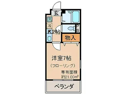 京阪本線 中書島駅 徒歩1分 5階建 築27年(1K/3階)の間取り写真