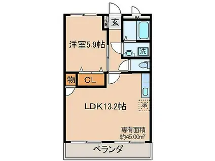 JR奈良線 玉水駅 徒歩10分 2階建 築20年(1LDK/1階)の間取り写真