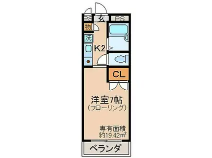 近鉄京都線 近鉄丹波橋駅 徒歩6分 3階建 築30年(1K/2階)の間取り写真