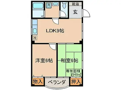 JR奈良線 ＪＲ藤森駅 徒歩7分 3階建 築30年(2LDK/1階)の間取り写真