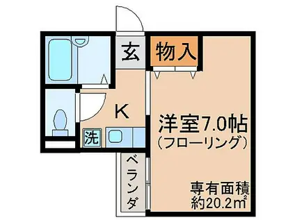 京阪本線 丹波橋駅 徒歩3分 2階建 築29年(1K/2階)の間取り写真