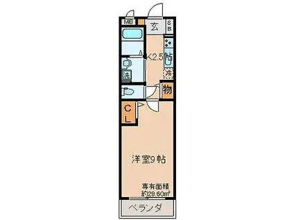 京阪宇治線 六地蔵駅(京阪) 徒歩7分 5階建 築9年(1K/2階)の間取り写真