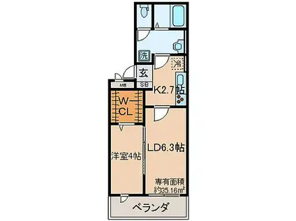 京都地下鉄東西線 山科駅 徒歩1分 3階建 築8年(1LDK/2階)の間取り写真