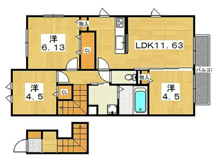 フェリーチェ シゲノ B棟(3LDK/2階)の間取り写真