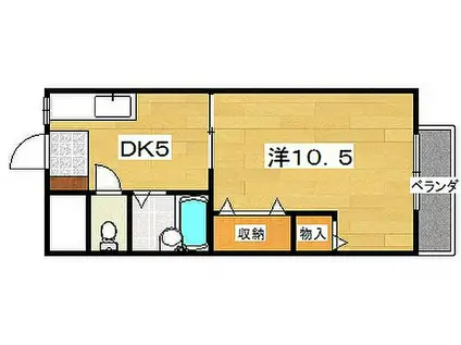 岡山手ハイツ(1DK/2階)の間取り写真