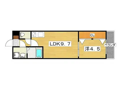 ケイメゾン2(1LDK/2階)の間取り写真