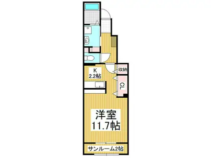 JR篠ノ井線 塩尻駅 徒歩15分 2階建 築8年(ワンルーム/1階)の間取り写真