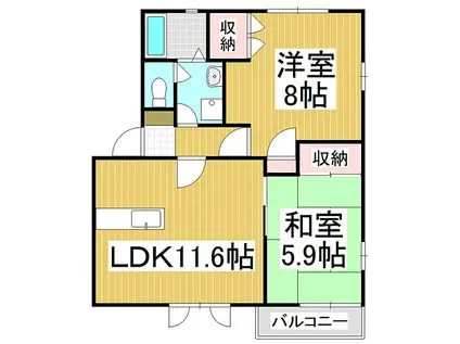 フレグランス永田B(2LDK/2階)の間取り写真